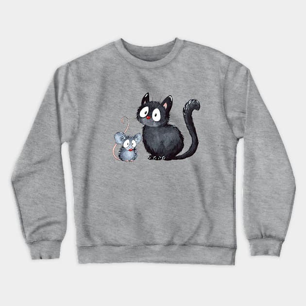 Cat and Mouse Crewneck Sweatshirt by Alyona Shilina